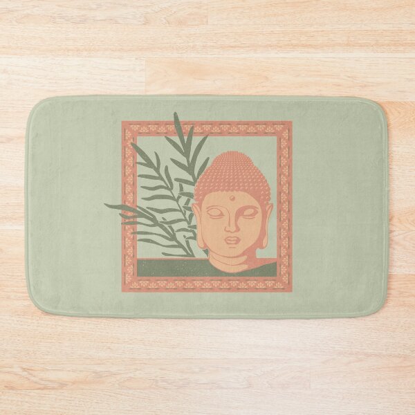 Item preview, Buddha Head Statue with Palm Fronds - Tea, Coral, Melon, Sage designed and sold by Irene Estelle.