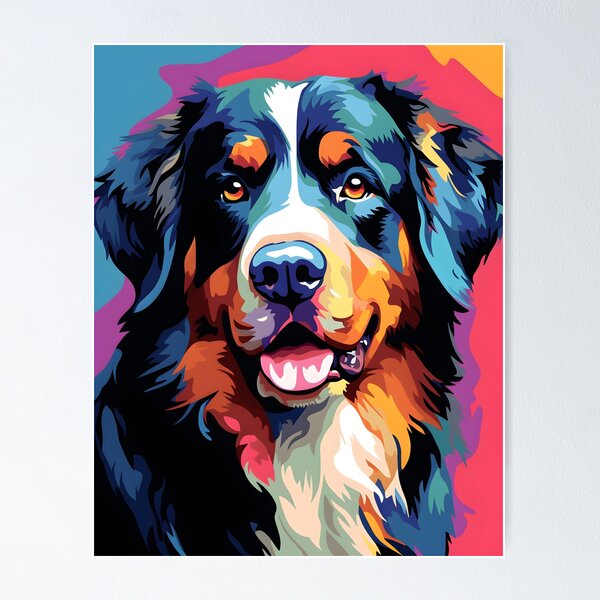 Item preview, bernese mountain dog portrait art. animal colorful. Animal throw pillow.  designed and sold by formform.
