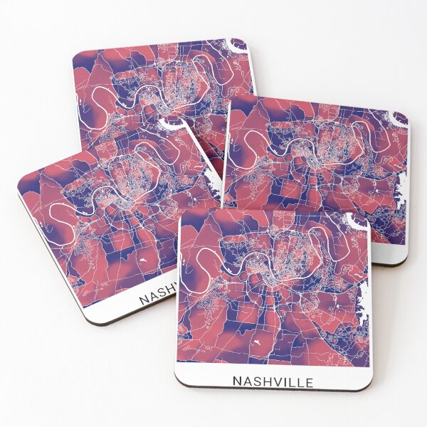 Item preview, Nashville Tennessee Named City Map - Red-Blue Duotone designed and sold by StylishStacks.
