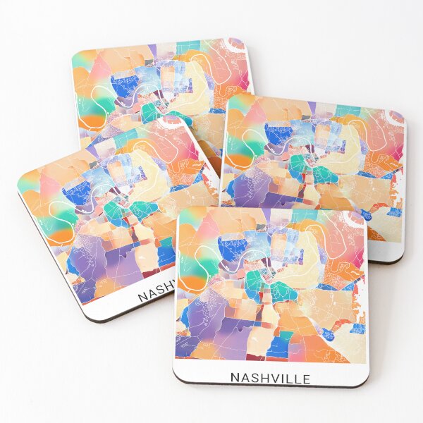 Item preview, Nashville Tennessee Named City Map - Tropical Rainbow Scheme designed and sold by StylishStacks.