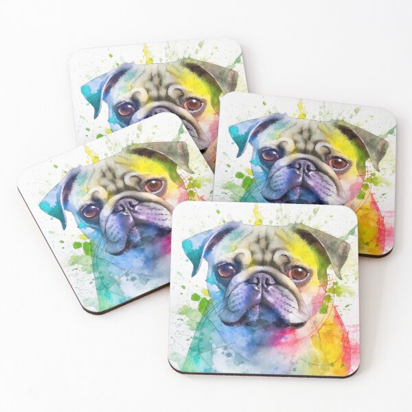Item preview, Your Best Friend: Pug with Rainbow Colors Watercolor designed and sold by MaCross.