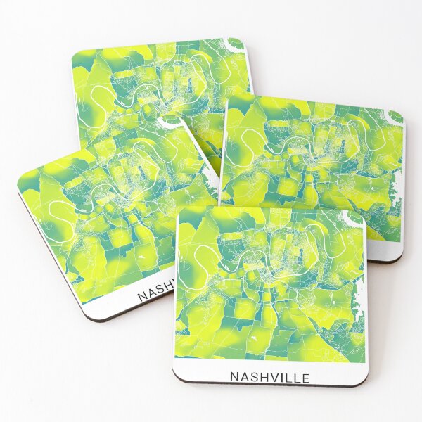 Item preview, Nashville Tennessee Named City Map - Green-Yellow Duotone designed and sold by StylishStacks.