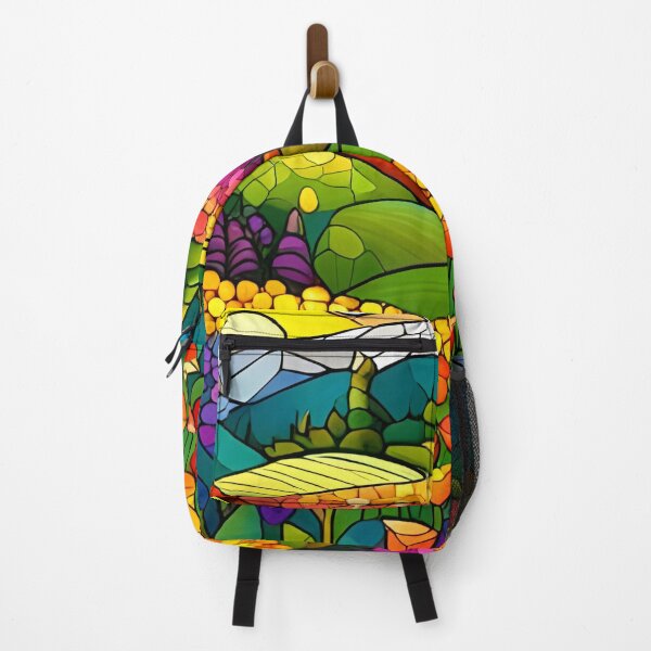 Item preview, Stained Glass Colorful Mountain Meadow designed and sold by ChanceTwoArt.