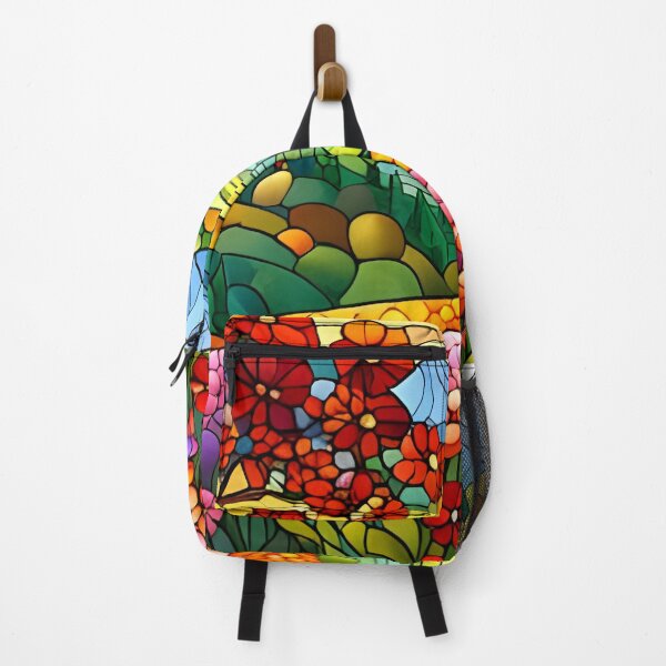 Item preview, Stained Glass Colorful Mountain Meadow designed and sold by ChanceTwoArt.