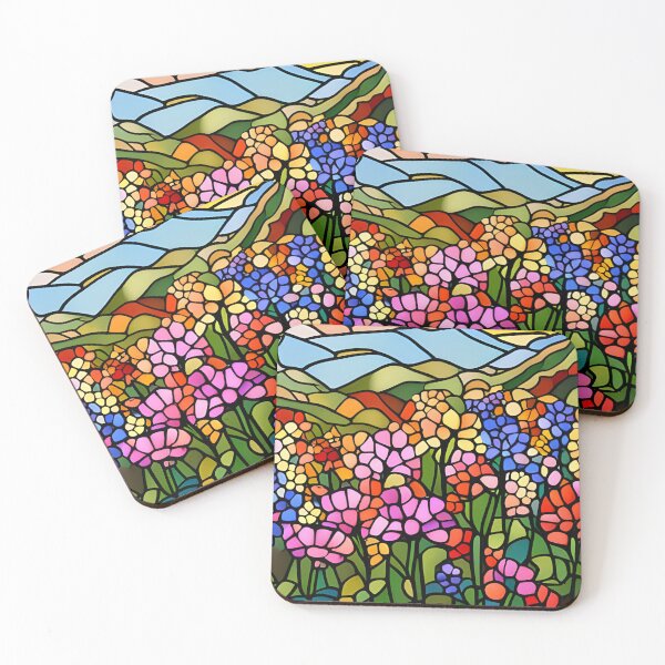 Item preview, Stained Glass Colorful Mountain Flowers #1 designed and sold by ChanceTwoArt.