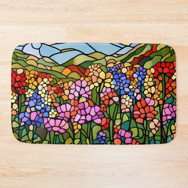 Item preview, Stained Glass Colorful Mountain Flowers #1 designed and sold by ChanceTwoArt.