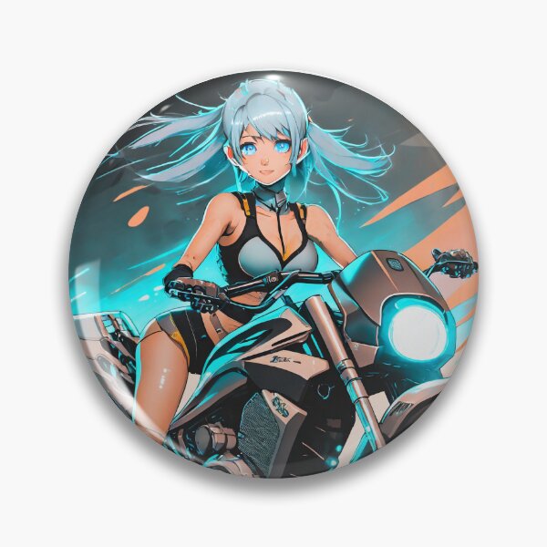 Item preview, blue-haired Anime Bikergirl designed and sold by BADESIGNZZ.