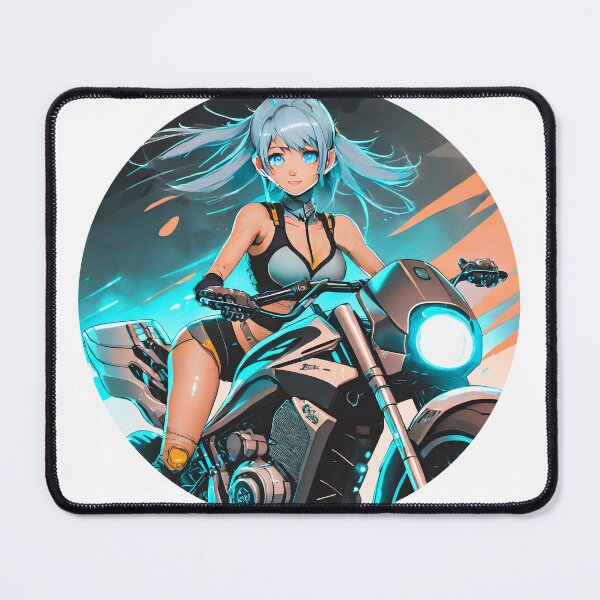 Item preview, blue-haired Anime Bikergirl designed and sold by BADESIGNZZ.