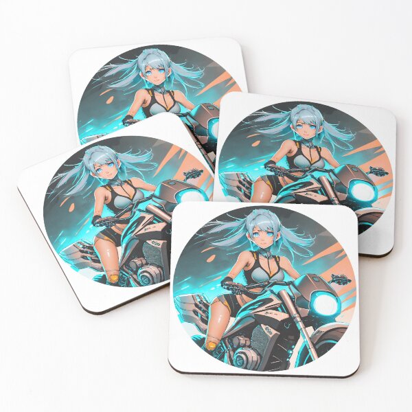 Item preview, blue-haired Anime Bikergirl designed and sold by BADESIGNZZ.