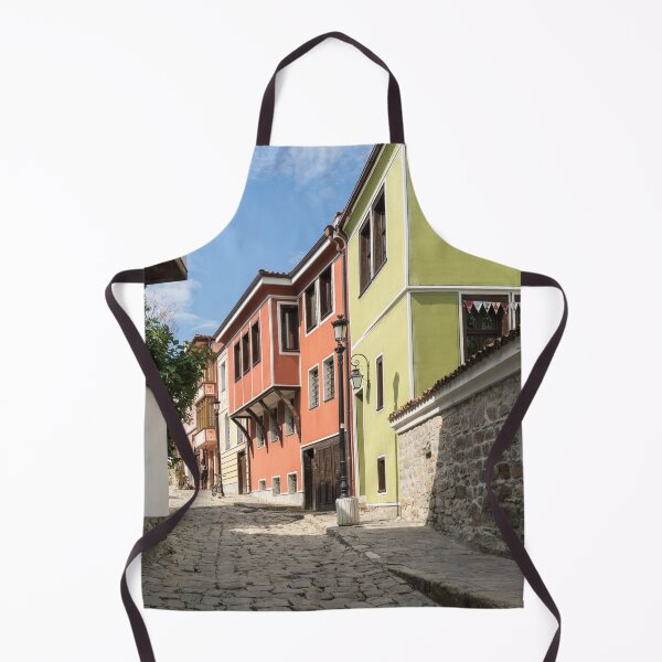 Item preview, Steep Cobblestoned Street and Boldly Painted National Revival Houses designed and sold by Georgia Mizuleva.