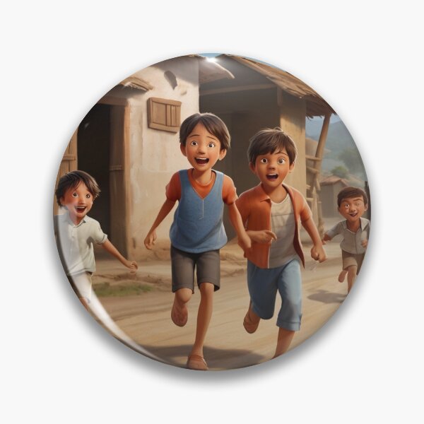 Item preview, A boy holding a pot of fried chicken chased by  his friends designed and sold by bluegoldArtzone.
