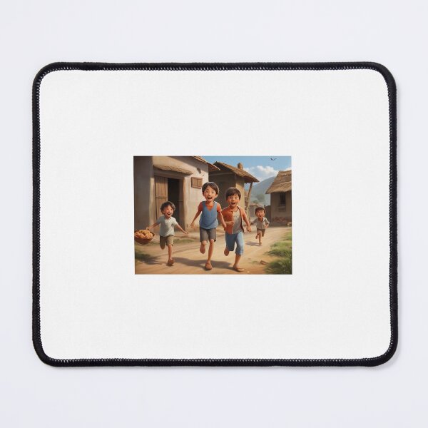 Item preview, A boy holding a pot of fried chicken chased by his friends designed and sold by bluegoldArtzone.