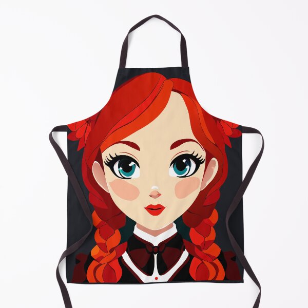 Item preview, "Doll with Scarlet Tresses"red braided hair doll illustration designed and sold by AgarutanPrint.