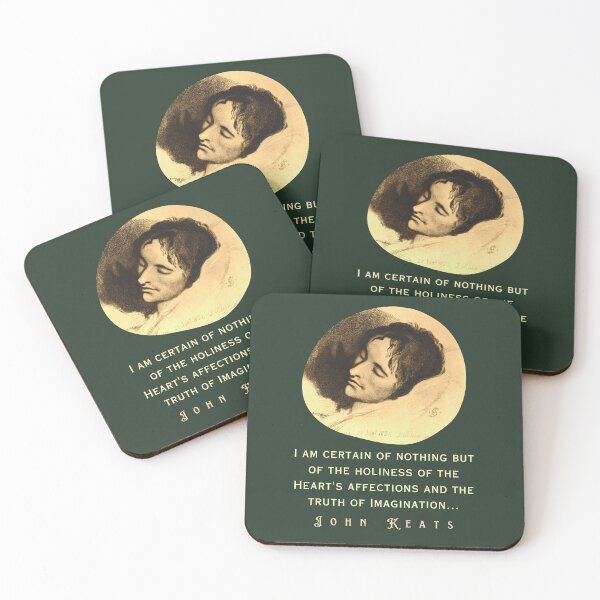 Item preview, John Keats portrait and quote: “I am certain of nothing but of the holiness of the Heart's affections and the truth of Imagination..." designed and sold by artbleed.