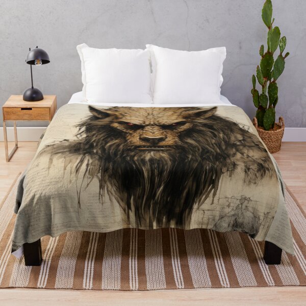Item preview, The artwork presents a drawing of a werewolf on an ancient background designed and sold by Piotrek0001.