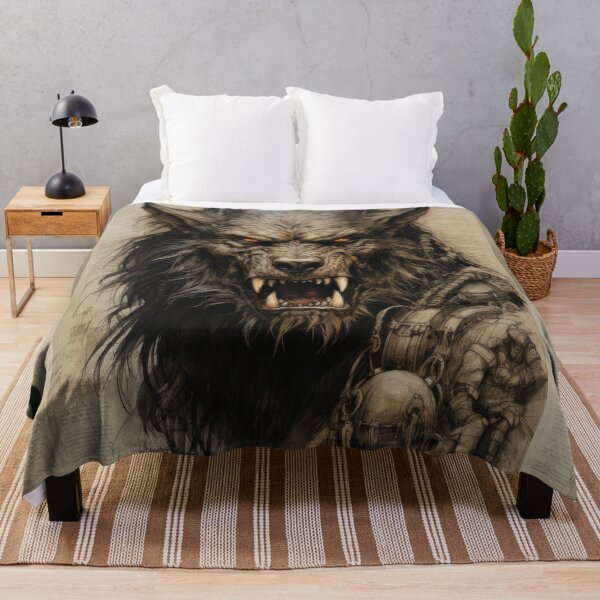 Item preview, The artwork presents a drawing of a werewolf on an ancient background designed and sold by Piotrek0001.