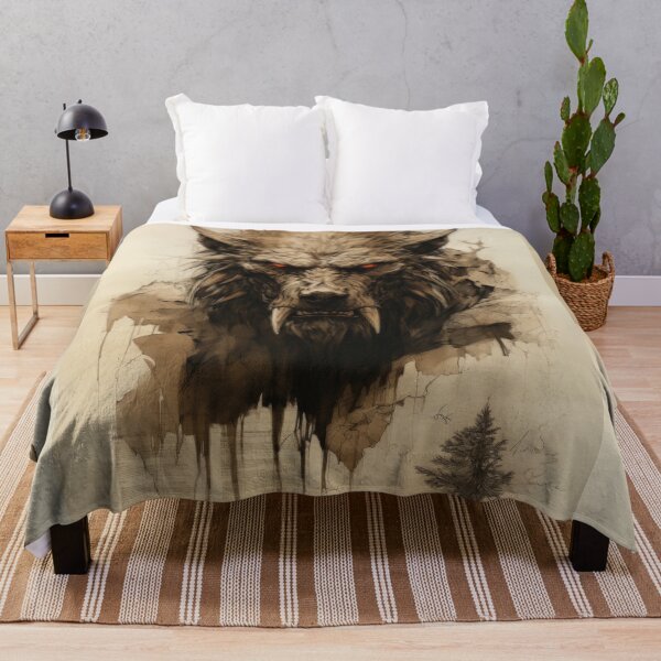 Item preview, The artwork presents a drawing of a werewolf on an ancient background designed and sold by Piotrek0001.