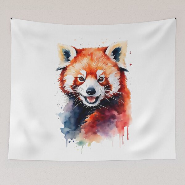 Item preview, Colorful Watercolor Funny Red Panda Portrait designed and sold by anyasevchenko.