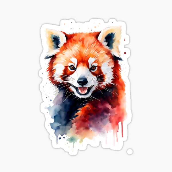 Vista previa del artículo con la obra «Colorido, acuarela, divertido, panda rojo, retrato», diseñado y vendido por anyasevchenko.
