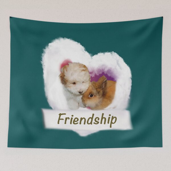 Item preview, Puppy & Bunny Friends - Turquoise Background designed and sold by OG-Graphics.