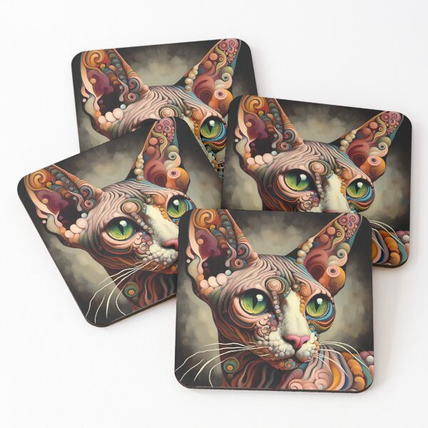 Item preview, Sphynx Serenade: Abstract Elegance, De Kooning Influence designed and sold by BastKittyStore.