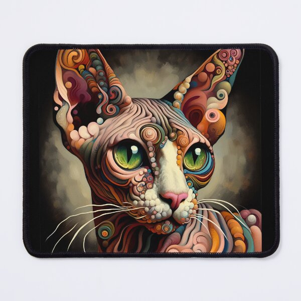Item preview, Sphynx Serenade: Abstract Elegance, De Kooning Influence designed and sold by BastKittyStore.