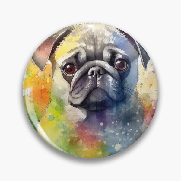 Item preview, Man's Best Friend: Portrait of a Pug dog in watercolor aquarell painting style designed and sold by MaCross.