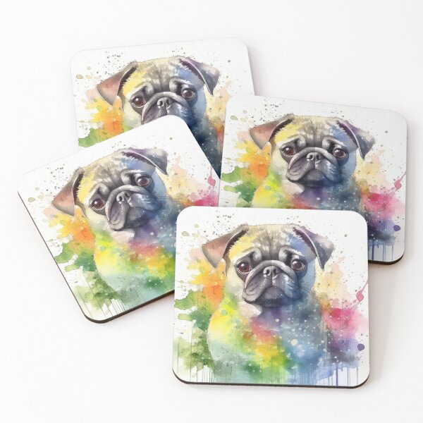 Item preview, Man's Best Friend: Portrait of a Pug dog in watercolor aquarell painting style designed and sold by MaCross.