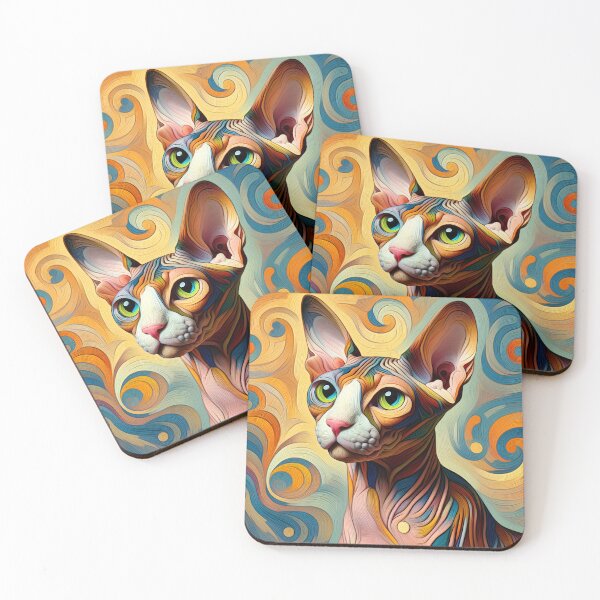 Item preview, De Kooning's Muse: Abstract Elegance in Sphynx Portraits designed and sold by BastKittyStore.