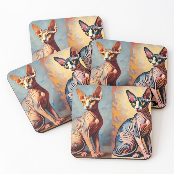 Item preview, De Kooning's Influence: Abstract Elegance in Sphynx Form designed and sold by BastKittyStore.