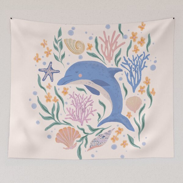 Item preview, Playful Dolphin and Coral Reef Art Print - Brighten Up Your Space with Ocean Splendor designed and sold by AKart19.