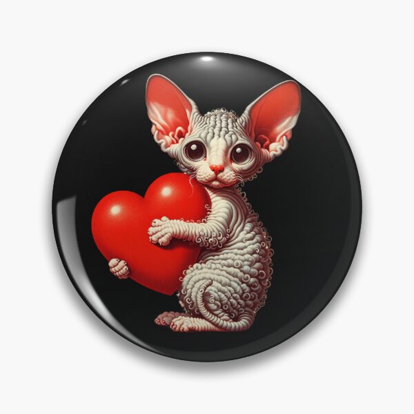 Item preview, Cute Valentines Day Cornish Rex Cat With Heart Retro Vintage Style  designed and sold by WildPalette-Art.
