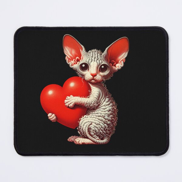Item preview, Cute Valentines Day Cornish Rex Cat With Heart Retro Vintage Style designed and sold by WildPalette-Art.