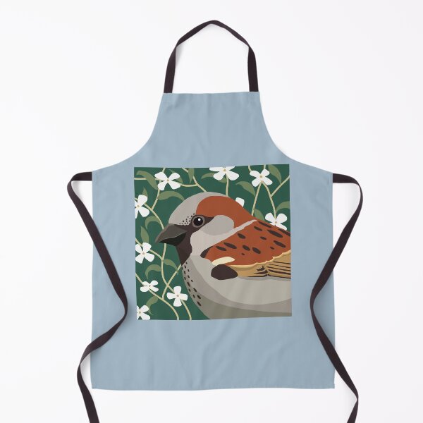 Item preview, House sparrow on floral background designed and sold by Beverley Young.