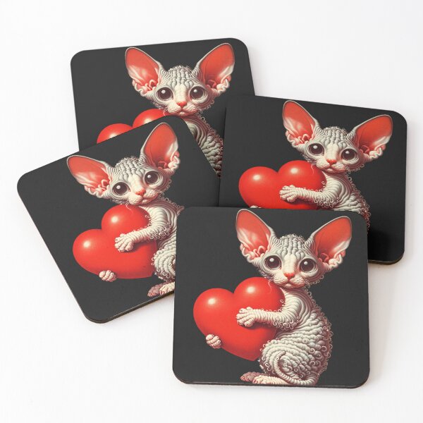 Item preview, Cute Valentines Day Cornish Rex Cat With Heart Retro Vintage Style  designed and sold by WildPalette-Art.