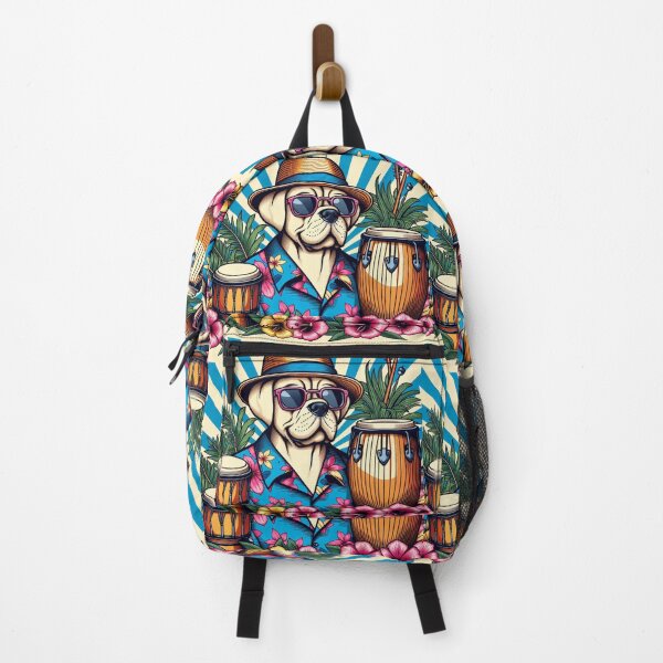 Item preview, Retro 80s Sunset Hawaiian Hibiscus Drums Tropical Boxer Dog Graphic designed and sold by CoffeeIsATrip.