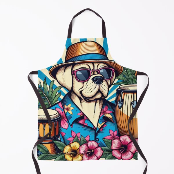 Item preview, Retro 80s Sunset Hawaiian Hibiscus Drums Tropical Boxer Dog Graphic designed and sold by CoffeeIsATrip.