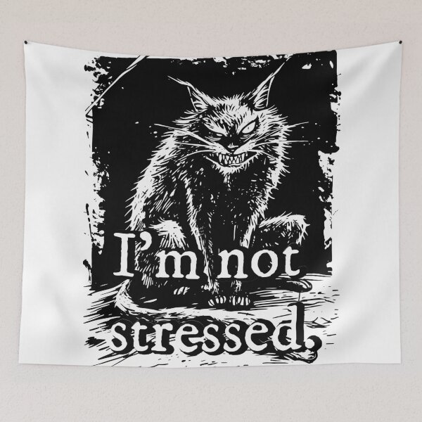 Item preview, Stressed Cat Saying I'm Not Stressed Comic Cartoon, Sarcastic Cat, Introvert Cat, Mental Health Humor designed and sold by PrintShangri-La.