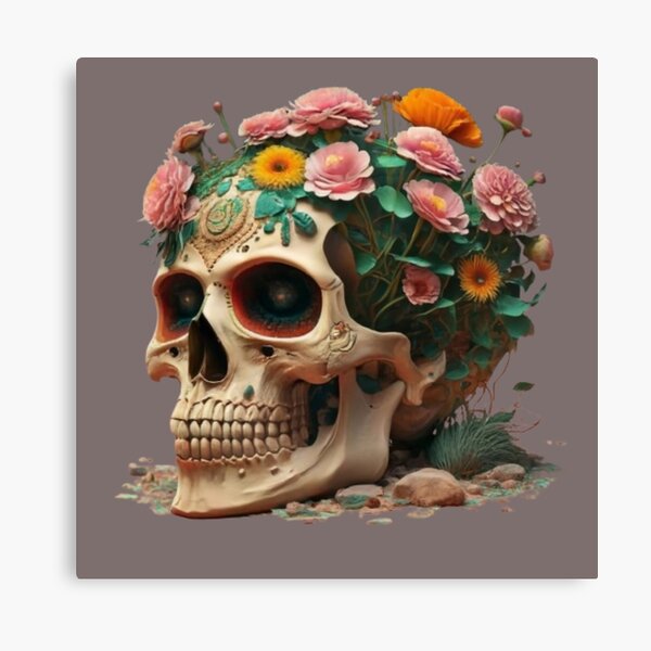 Garden Skull Canvas Print, Floral Skull Wall Art, Flower Skull Art Hom –  ikiiki Shop