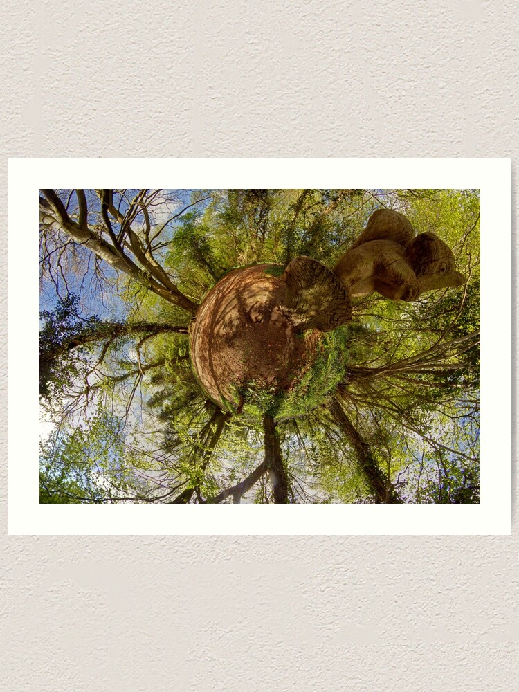 Alternate view of Squirrel Sculpture on path through Prehen Woods, Derry Art Print