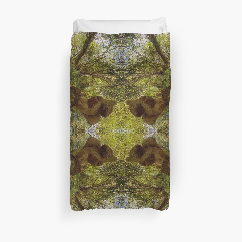 Squirrel Sculpture on path through Prehen Woods, Derry Duvet Cover