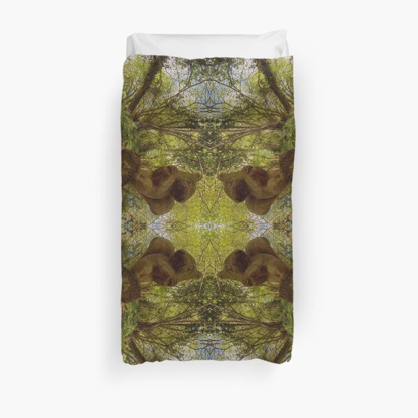 Squirrel Sculpture on path through Prehen Woods, Derry Duvet Cover