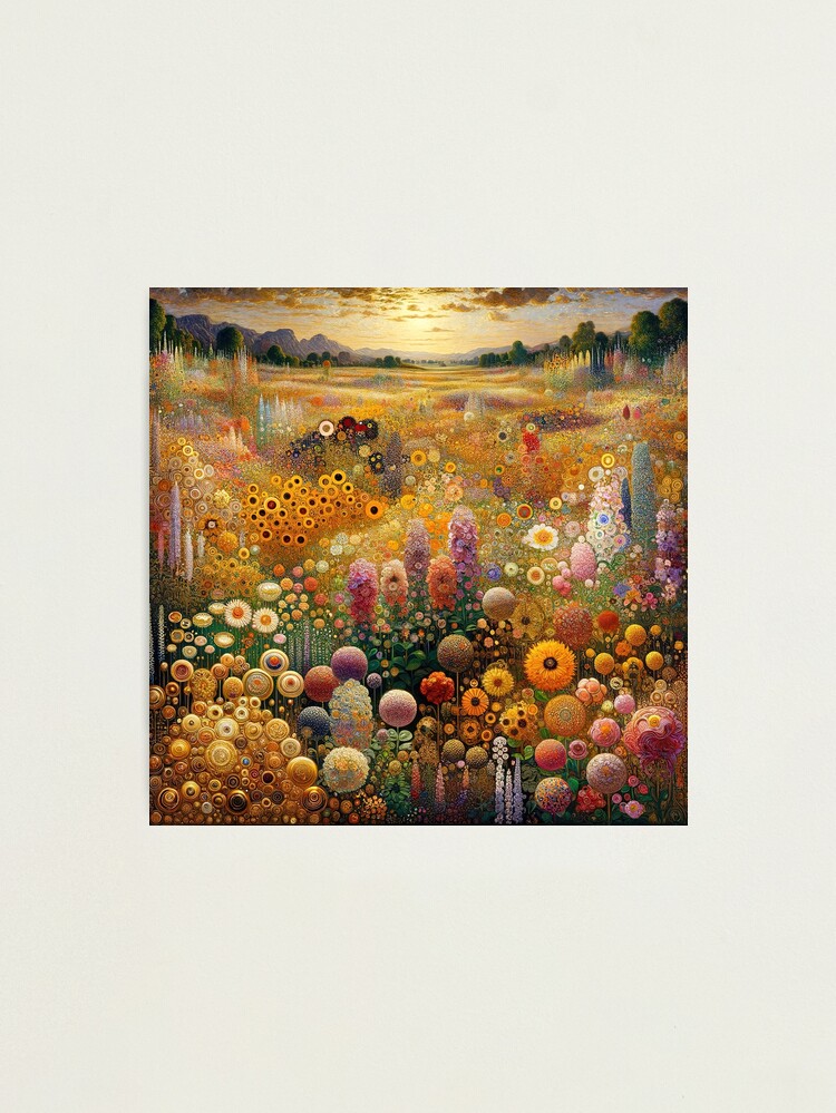 Aperçu 1 sur 3. Impression photo avec l'œuvre Jardin de fleurs - Gustav Klimt créée et vendue par maniacfitness.