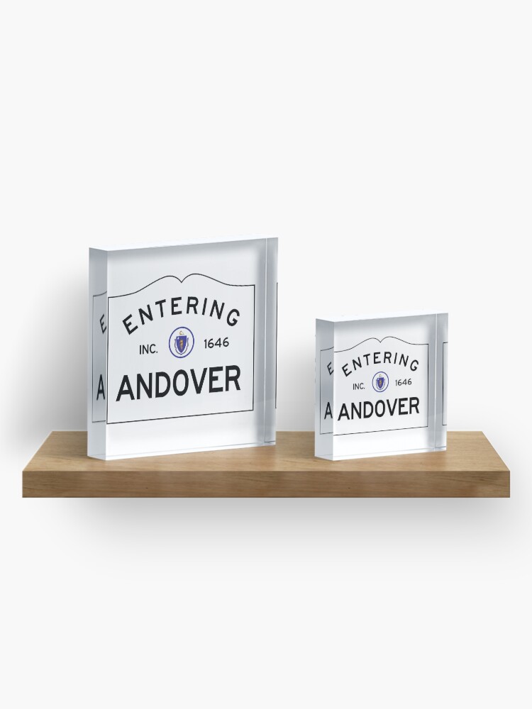 Alternate view of Entering Andover Massachusetts - Commonwealth of Massachusetts road sign. Acrylic Block