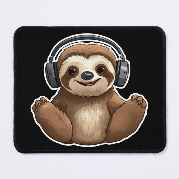 Item preview, Cute Sloth Wearing Headphones designed and sold by VelvetRoom.