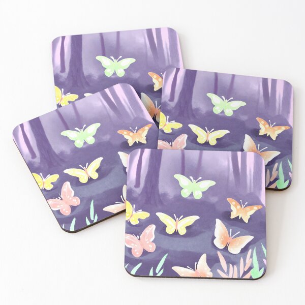 Item preview, Forest butterflies, pastel tones, pink, yellow, lilac designed and sold by NaturaFotos.