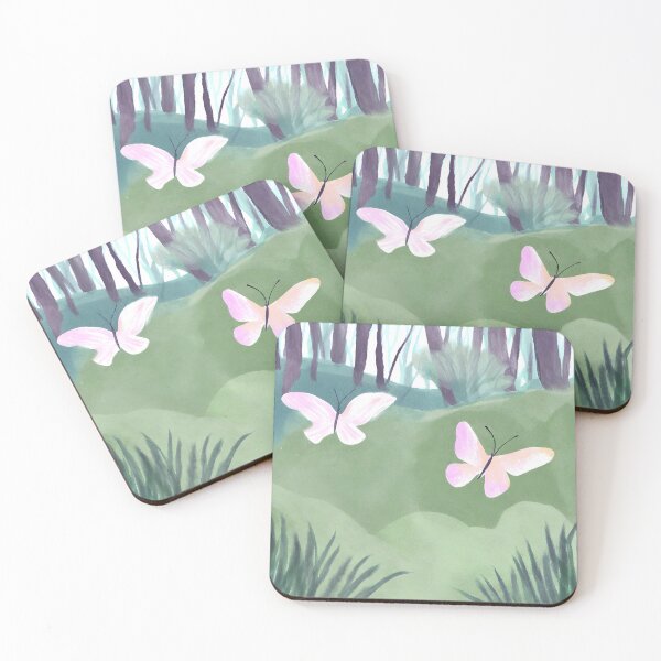 Item preview, Forest butterflies, pastel tones, pink, green designed and sold by NaturaFotos.