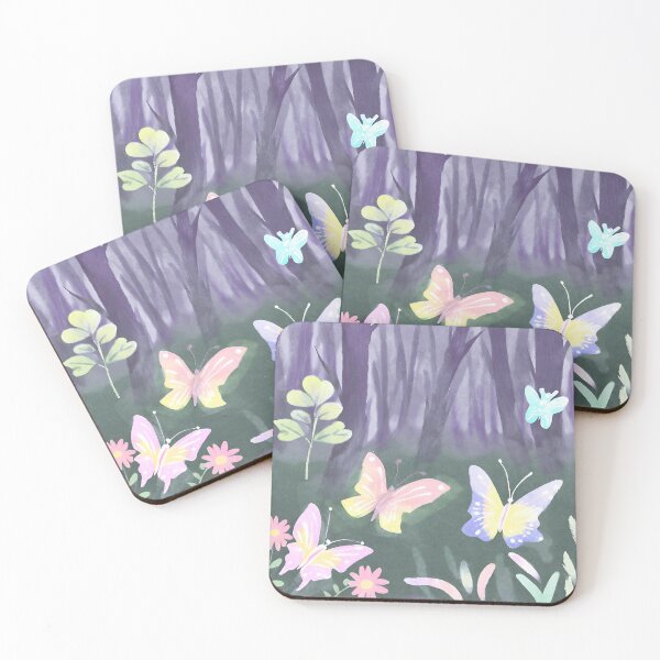 Item preview, Butterflies and flowers, pastel tones, green, pink, yellow, lilac, orange designed and sold by NaturaFotos.