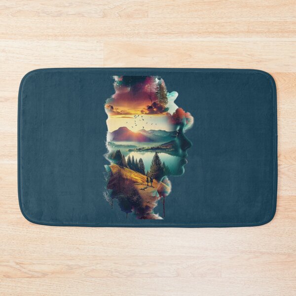 Item preview, Woman face profile containing beautiful lake landscape designed and sold by cristina1001.