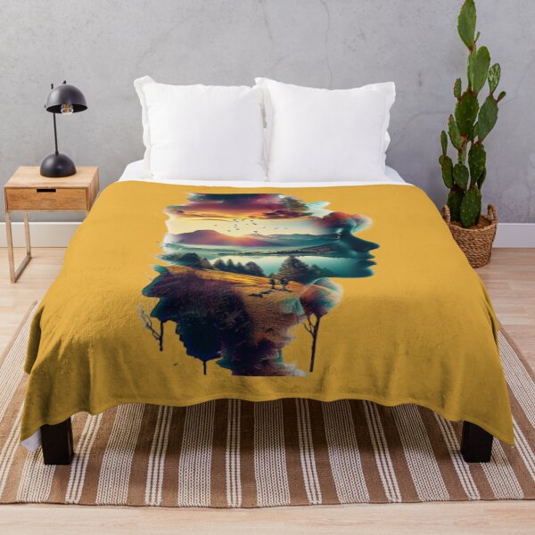 Item preview, Woman face profile containing beautiful lake landscape designed and sold by cristina1001.